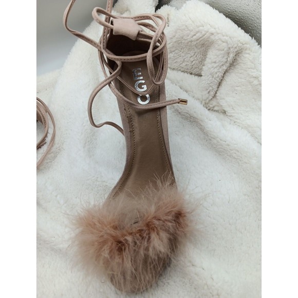 EGO Womens Beige Feather Excitee Round Toe Stiletto Heeled Sandal UK 6 M (Size8) - Picture 3 of 9